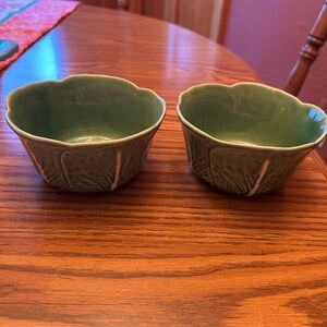 Pair of Rare Bordello Pinheiro Cabbage 5" salad/multipurpose bowls